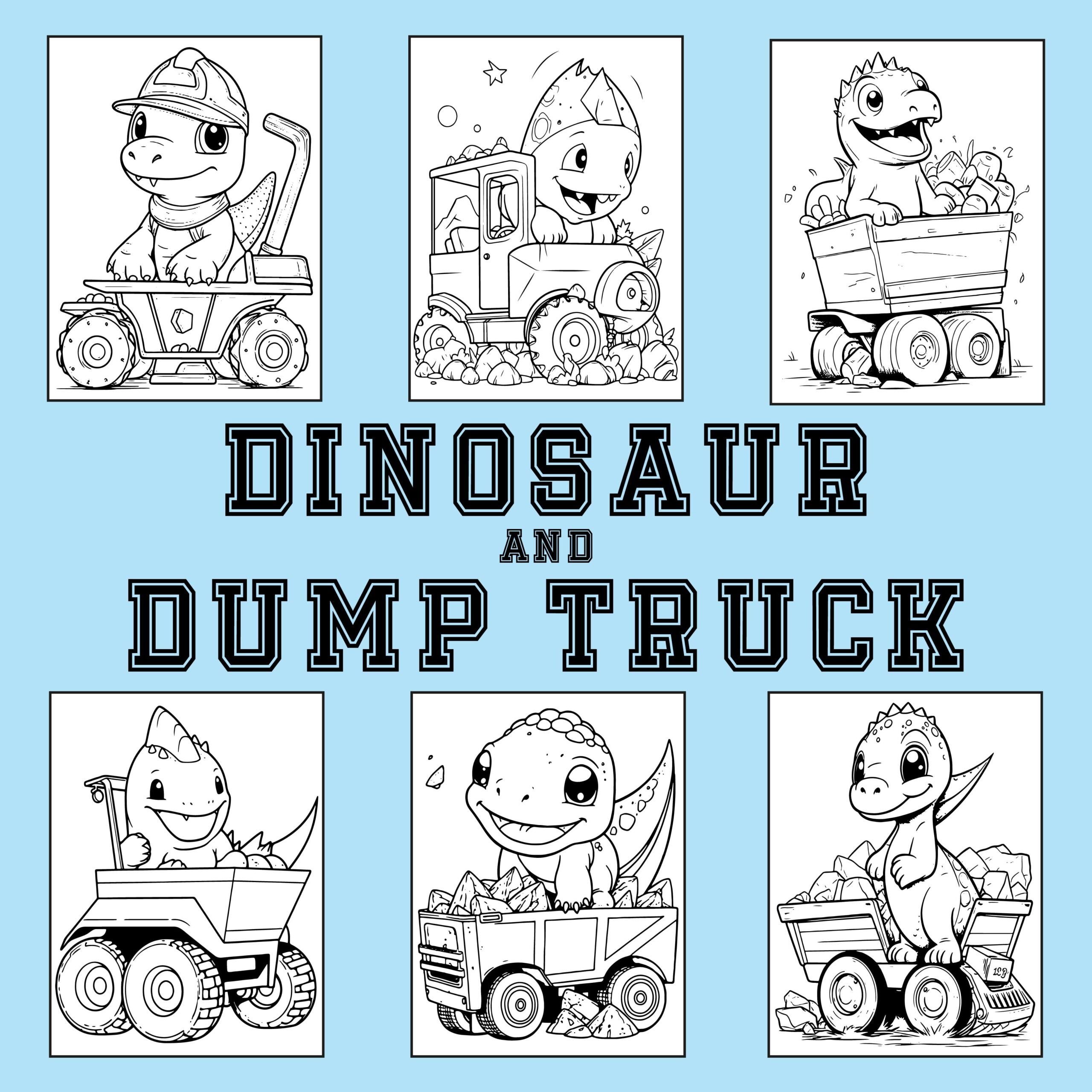 Dinosaur and dump truck coloring book for kids and adults to enjoy made by teachers