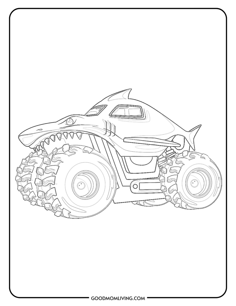Free printable monster truck coloring pages for kids