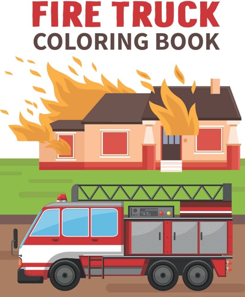 Fire truck coloring book simple fire fighter equipments big fire engine images drawing sheet perfect for beginners learning to color holleral gorman r books