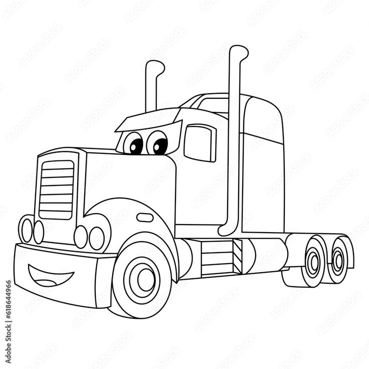 Cartoon truck coloring page truck coloring pages big trucks truck and trailer