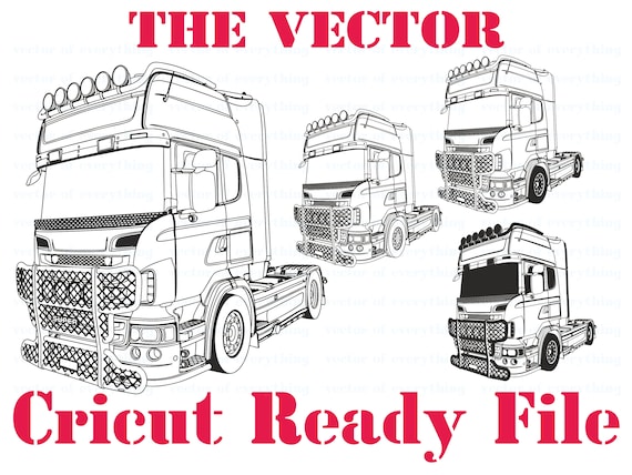 Euro semi truck r truck vector cut file svg silhouette vinyl cricut stencil clipart laser cnc router png pdf eps dxf