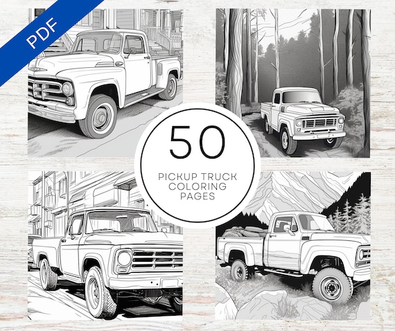 Kdp interior pickup truck coloring pages x printable pdf canva template kids coloring kdp coloring book