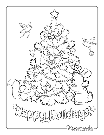 Christmas tree coloring pages for kids adults