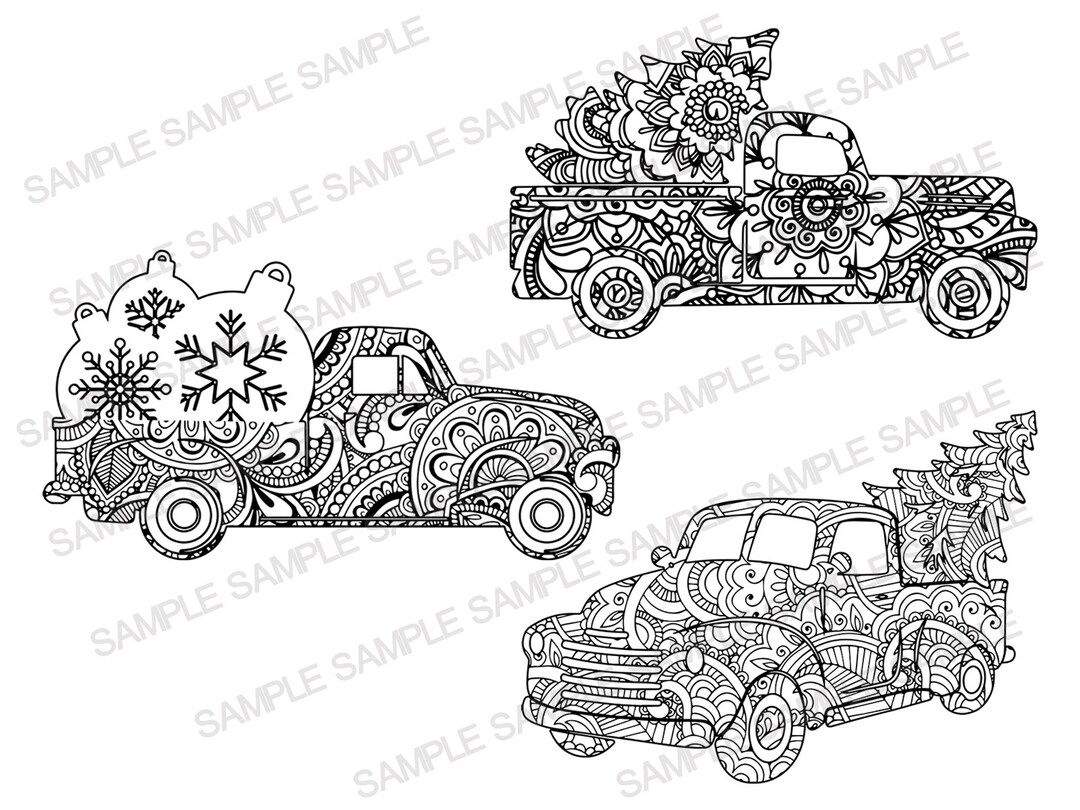 Christmas truck svg christmas mandala truck svg christmas truck with tree svg christmas svg christmas truck shirt