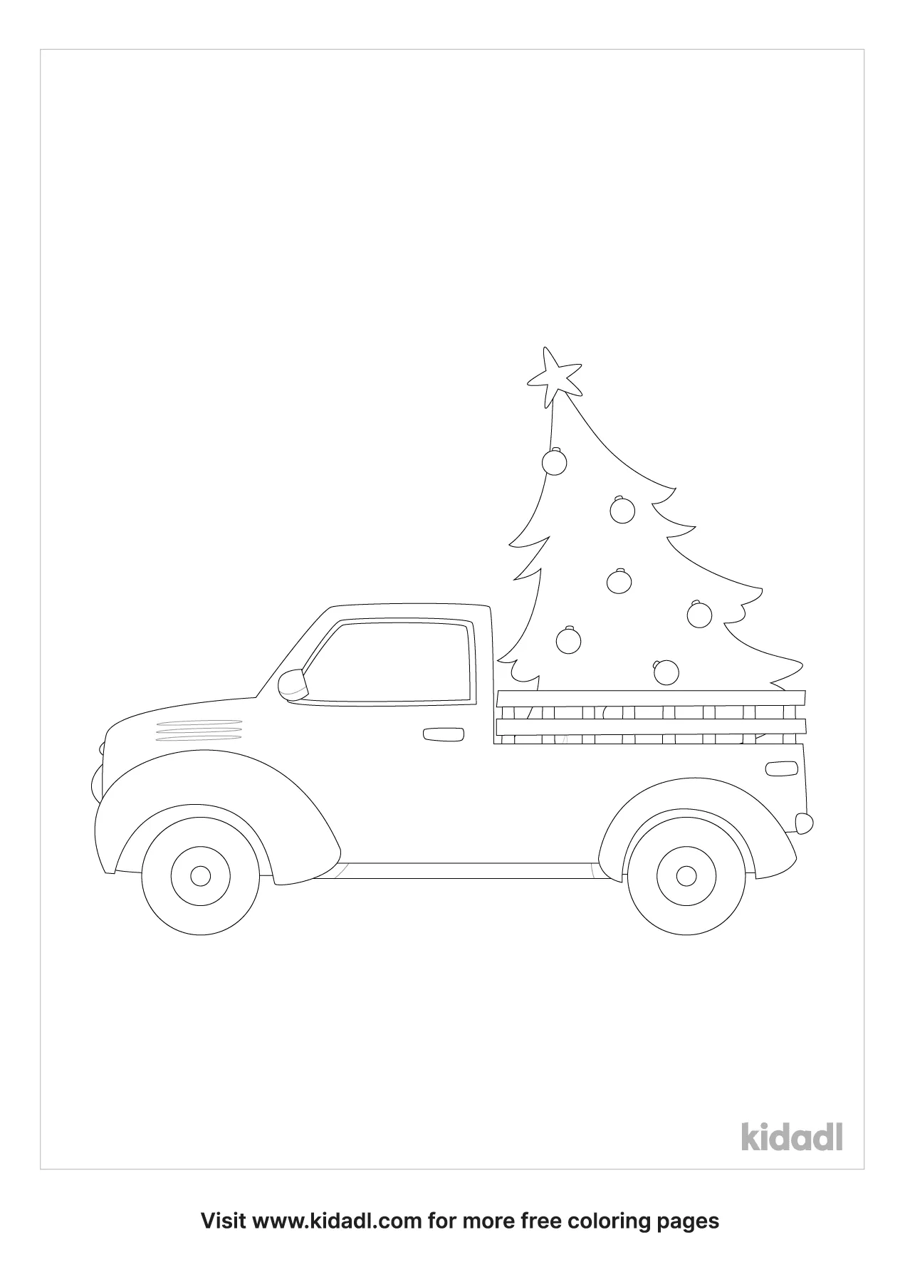 Free truck with christmas tree coloring page coloring page printables
