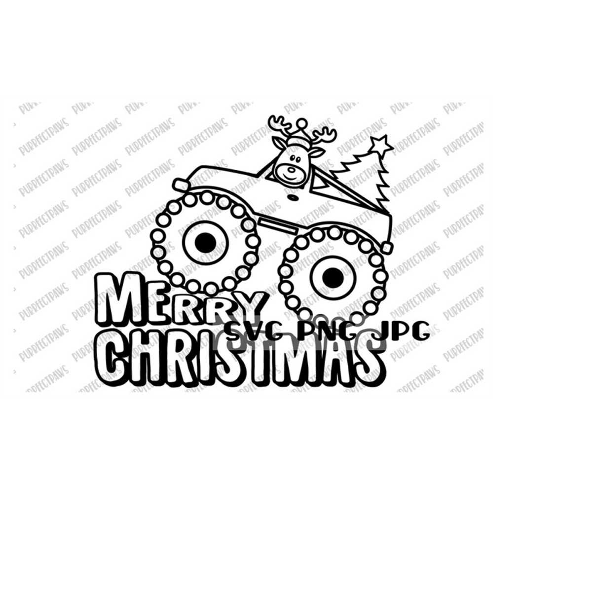 Merry christmas tree truck coloring svg coloring page rein