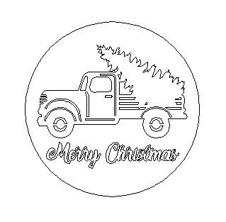 Online unfinished merry christmas truck with tree kit cutout