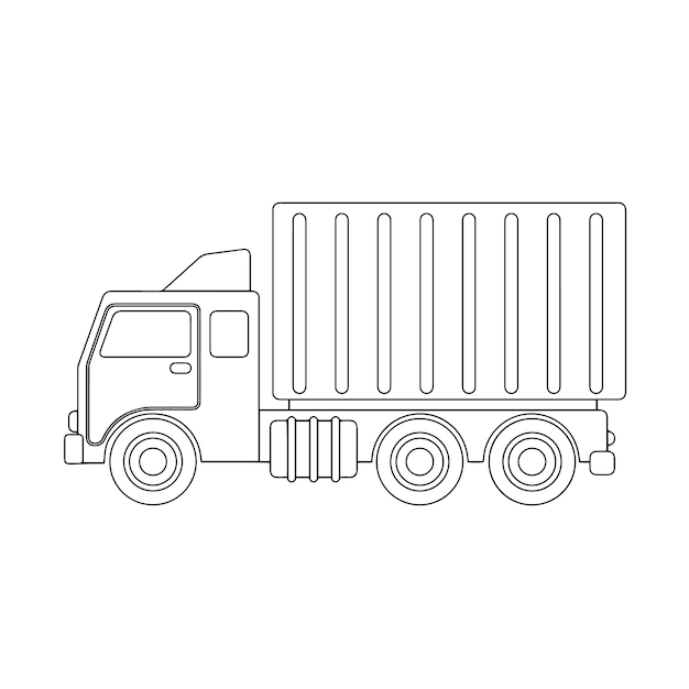 Premium vector coloring page outline of truck construction vehicles coloring book for kids