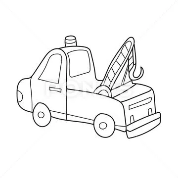 Simple coloring page cartoon tow truck evacuator coloring book design for kids illustration