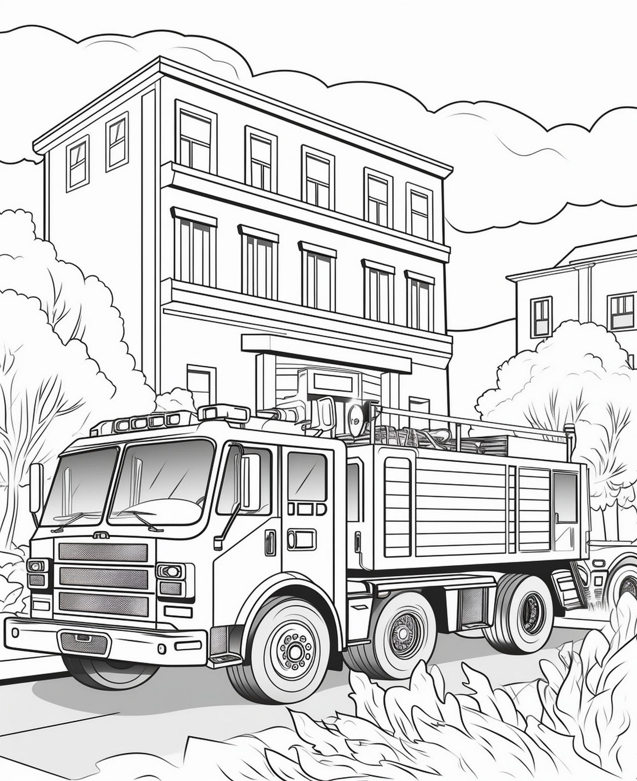 Fire trucks coloring pages in premium quality by coloringbooksart on