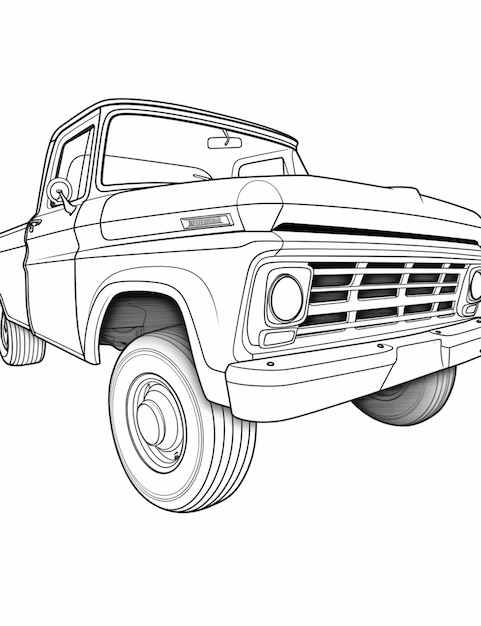 Premium ai image coloring pages of old trucks old truck coloring pages generative ai