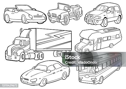 Truck coloring pages stock illustrations royalty