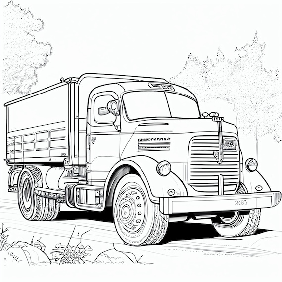 Trucks galore exciting coloring pages for kids pages instant download print paint