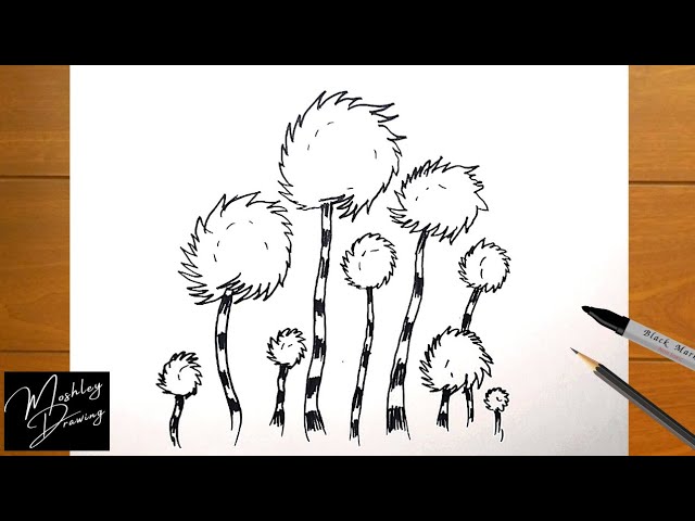 How to draw truffula trees easy step by step