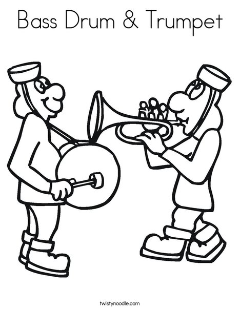 Bass drum trumpet coloring page