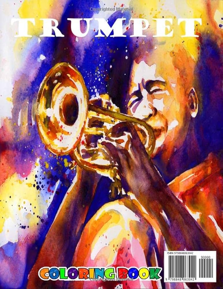 Trumpet coloring book high quality pages with great illustrations for kids and adults to color and entertain for hours to relax and enjoy coloring fun by fun awzan