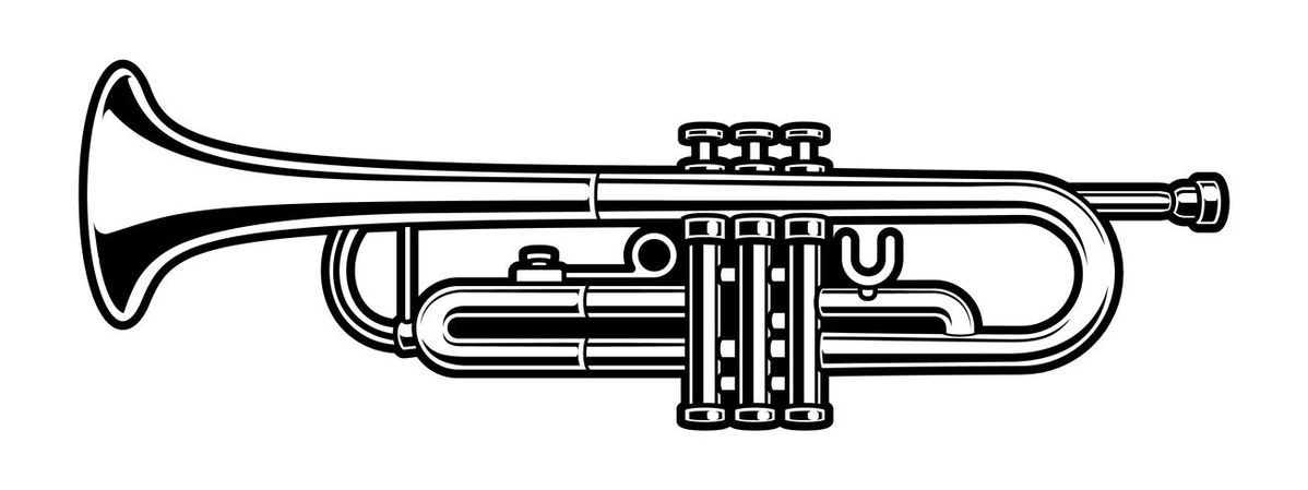 Black and white illustration of trumpet black and white illustration clipart black and white black and white