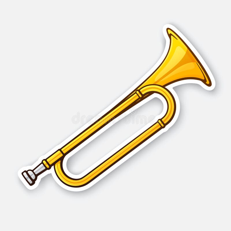 Sticker of classical music wind instrument trumpet stock vector