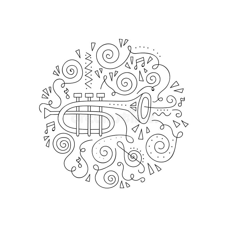 Trumpet coloring stock illustrations â trumpet coloring stock illustrations vectors clipart