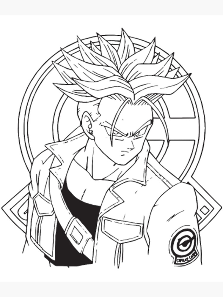 Dragon ball z future trunks line art adult vegeta greeting card for sale by dragonballz