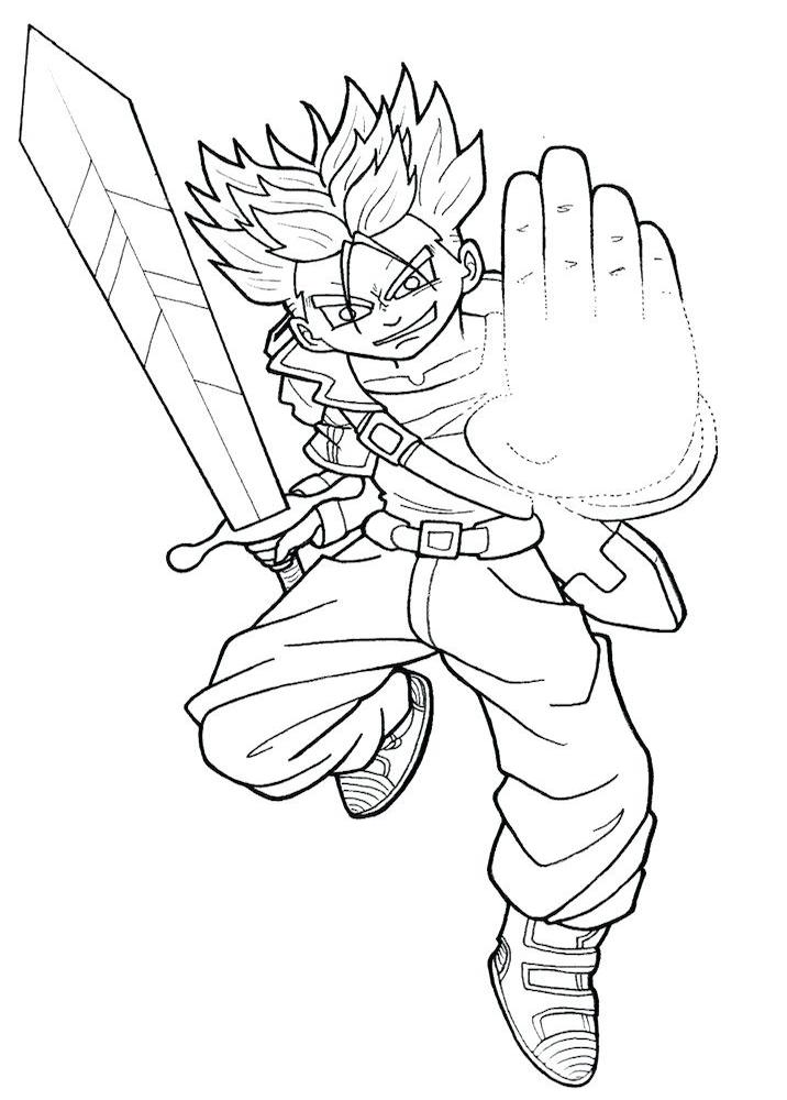 Dragon ball trunks coloring page