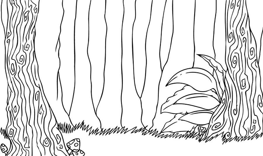 Drawing of a tree trunks coloring page