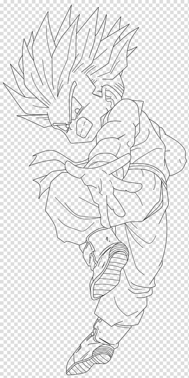 Free kid trunks ssj line art dragon balls character art transparent background png clipart
