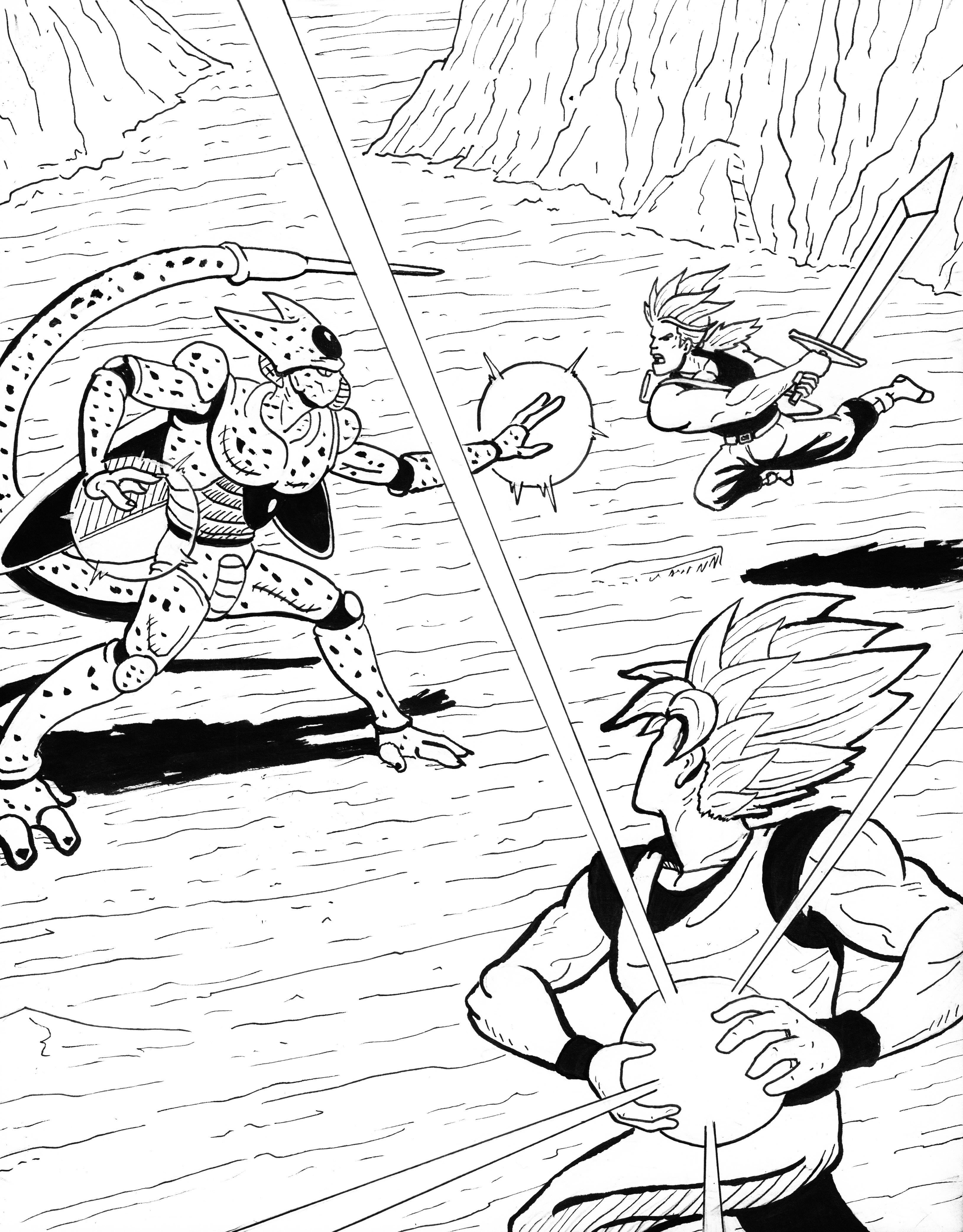 Goku future trunks vs imperfect cell by me rdbz
