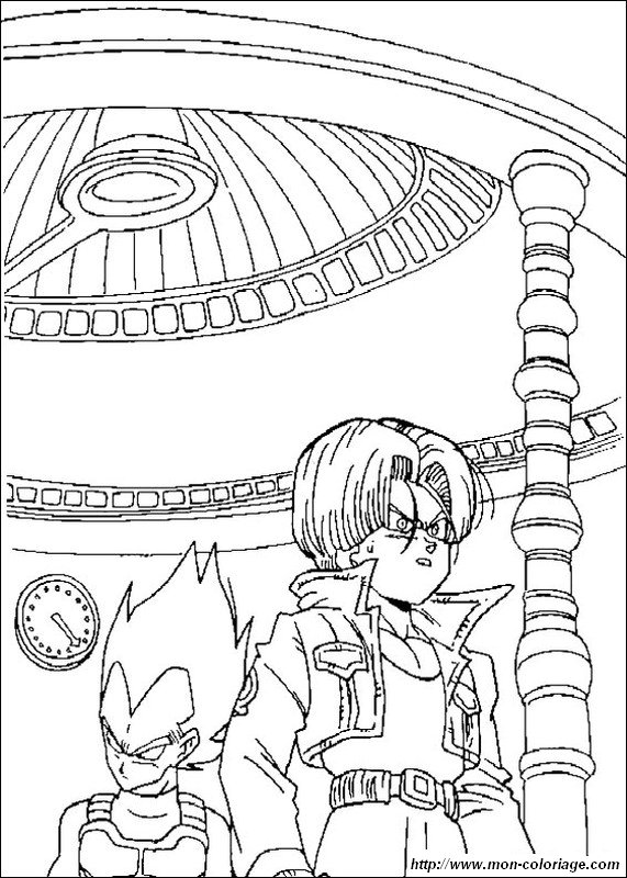 Coloring dragon ball z page trunks with his father vegeta to print out or color online
