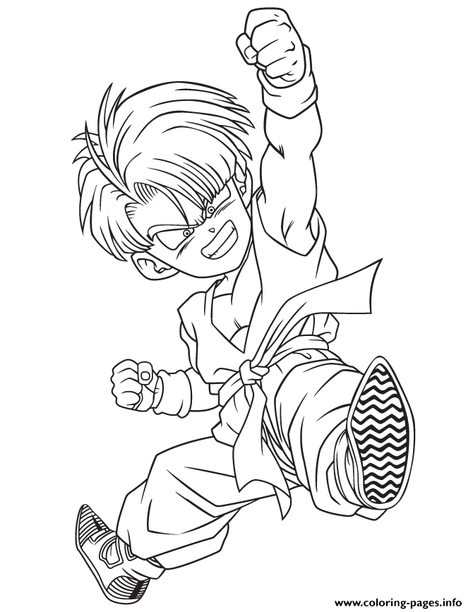 Dragon ball z kid trunks coloring page coloring page printable