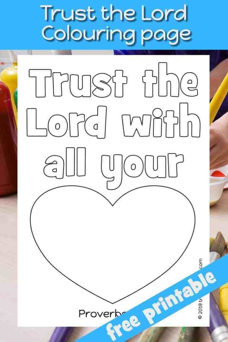 Trust the lord with all your heart proverbs coloring page and memory verse freeprintâ preschool bible lessons bible lessons for kids bible stories for kids