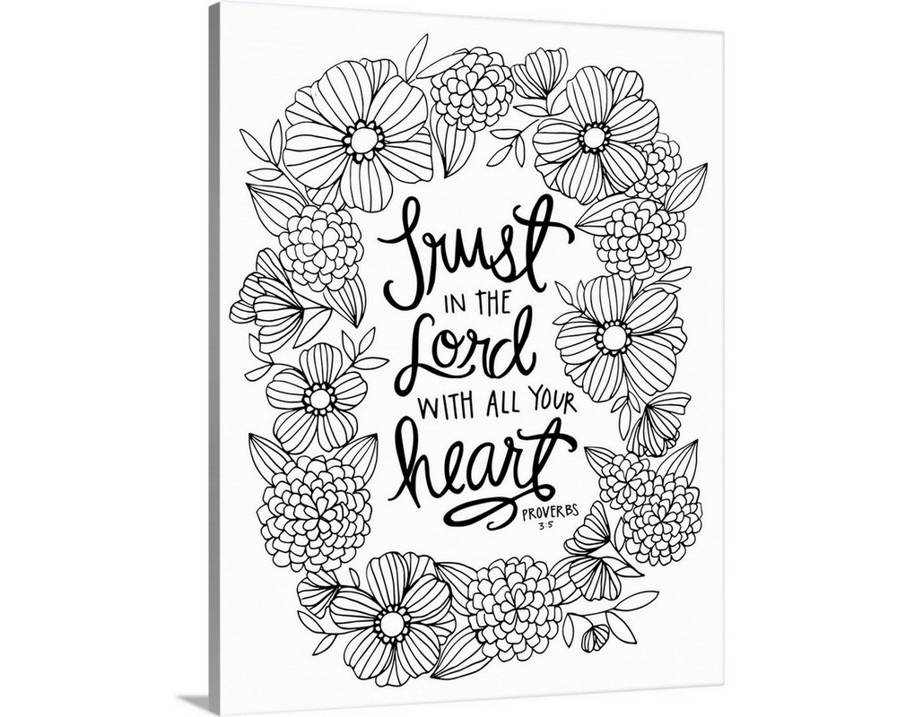 Diy coloring canvas print entitled trust in the lord with all