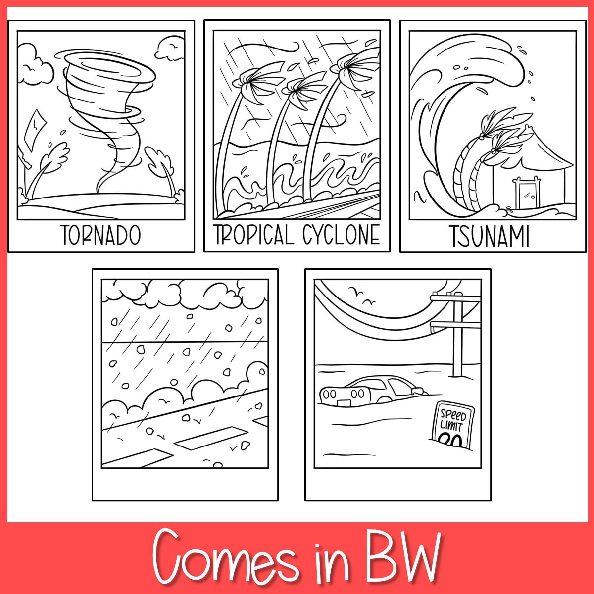 Natural disasters clip art weather wildfire landslide tsunami tornado coloring pages