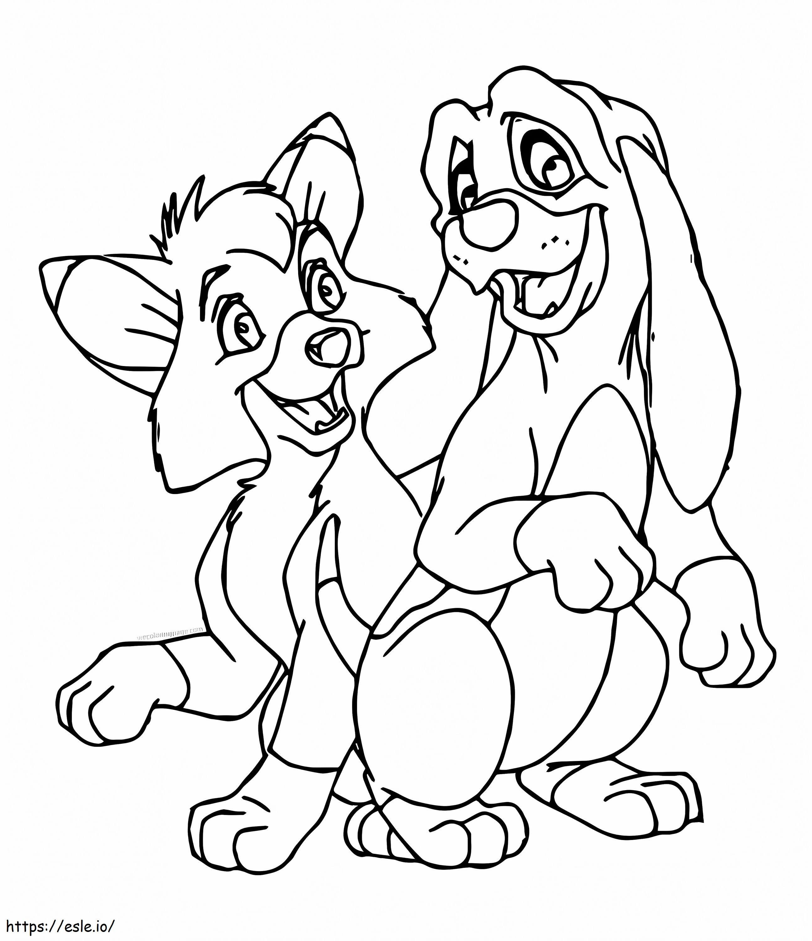 Fox and the hound coloring page
