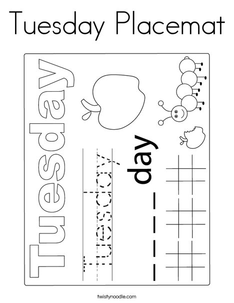 Tuesday placemat coloring page