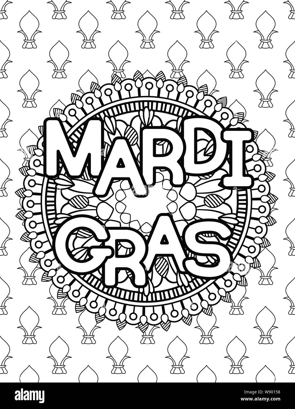 Mardi gras or shrove tuesday coloring page for adult coloring book vector illustration stock vector image art