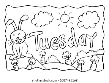 Tuesday coloring page rabbit stock vector royalty free