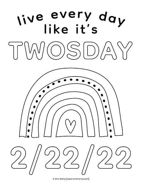 Twosday coloring pages free printable mrs merry