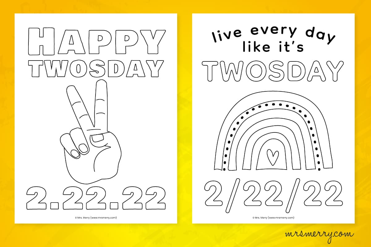 Twosday coloring pages free printable mrs merry