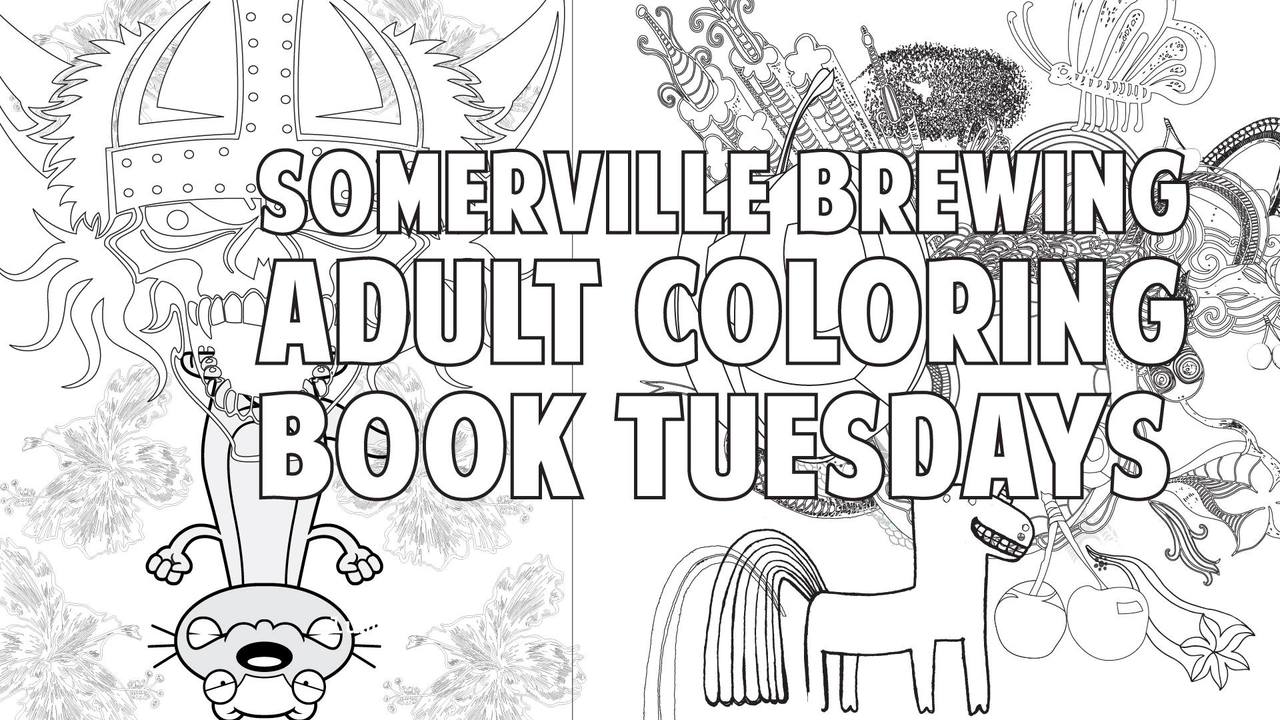 Adult coloring book night at somerville brewing pany
