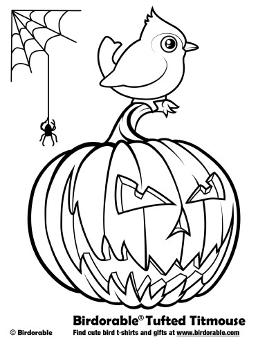 Halloween tufted titmouse coloring page by