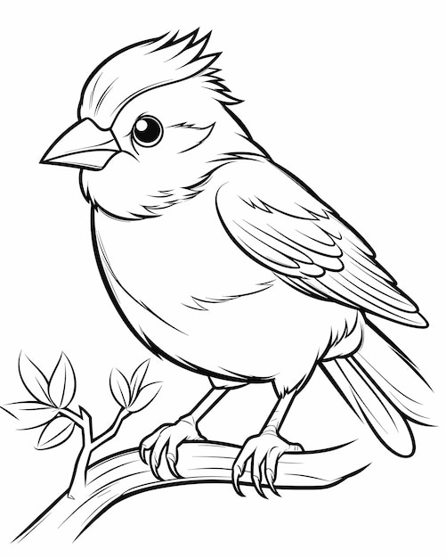 Premium vector hand drawn bird outline illustration cute bird for kids coloring page black and white