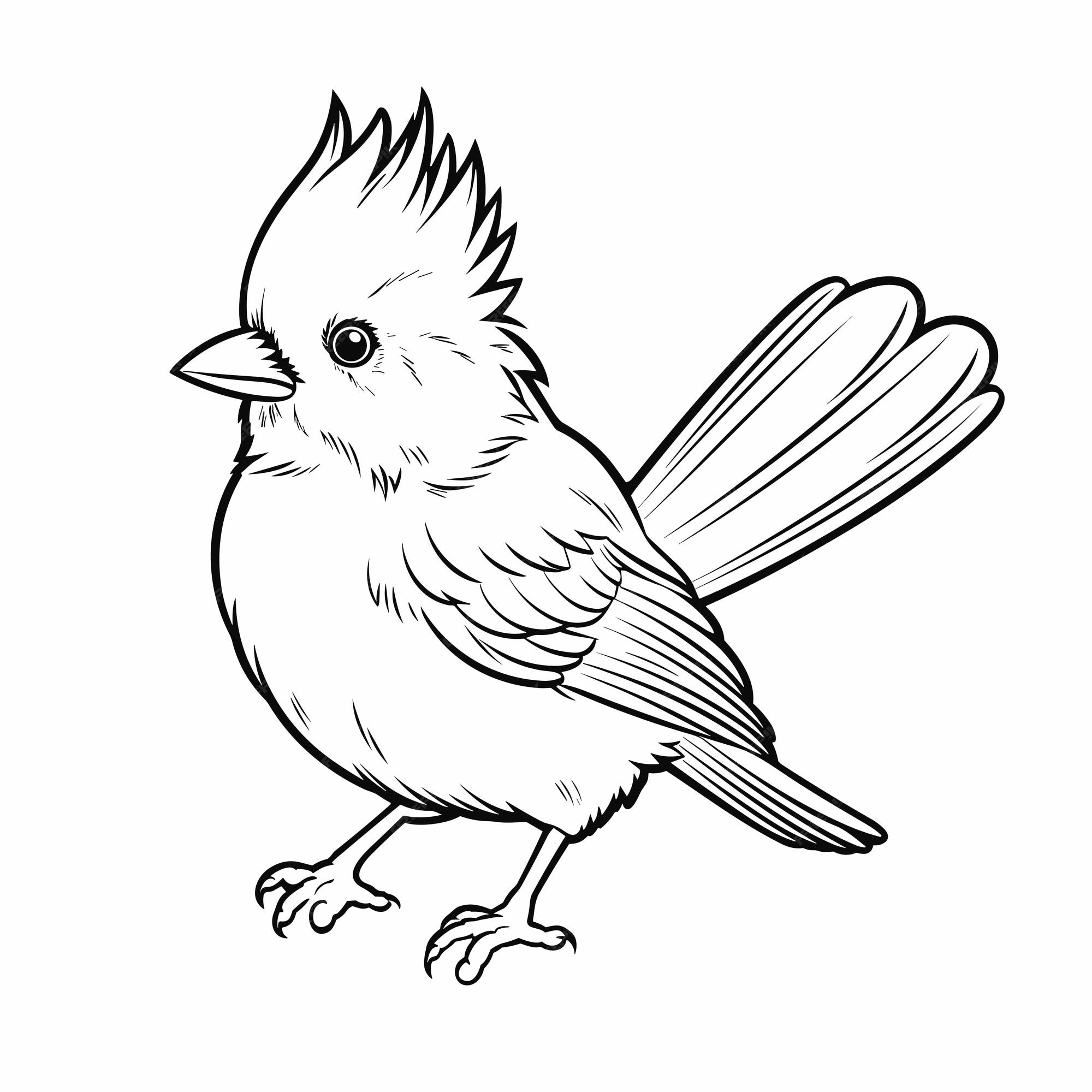 Premium vector hand drawn bird outline illustration cute bird for kids coloring page black and white