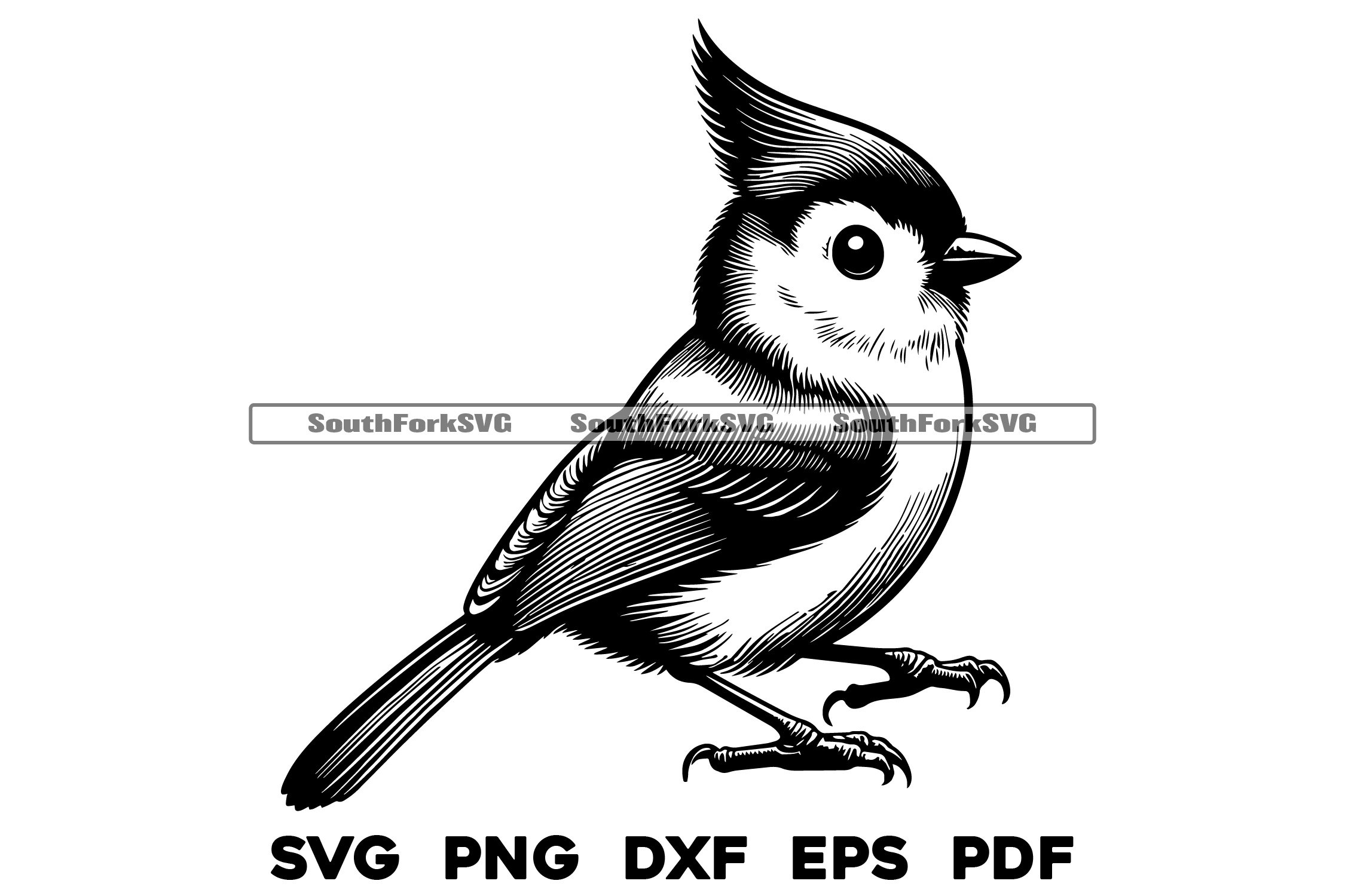 Tufted titmouse bird design files svg png dxf eps