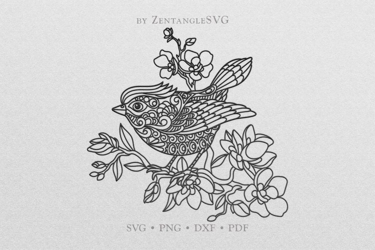 Tufted titmouse svg dxf cut files mandala zentangle bird