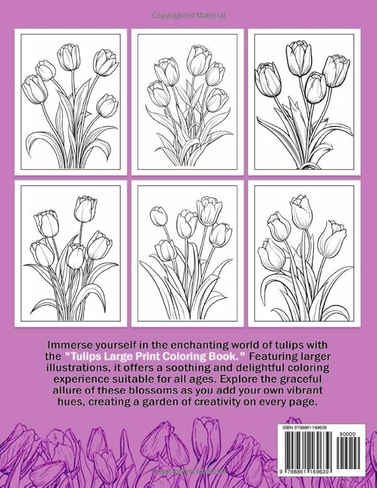 Large print tulips flowers coloring book simple and bold coloring pages with relaxing large print tulips flowers coloring book for adults kids seniors gifts for birthday christmas jk hand pomelo