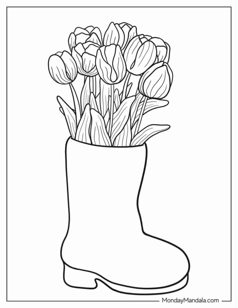 Tulip coloring pages free pdf printables