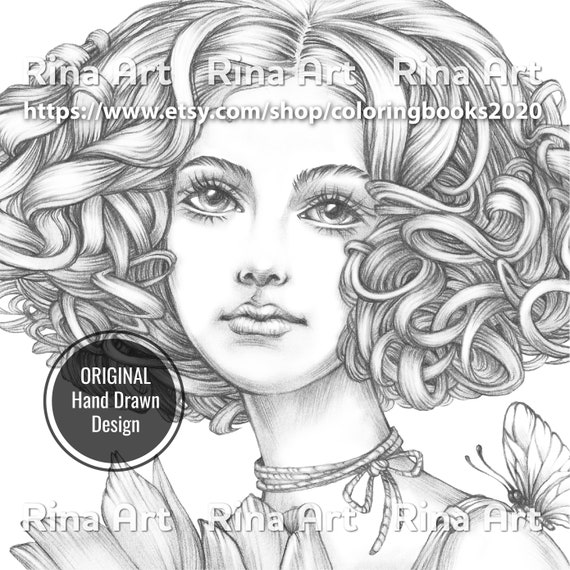 Tulip coloring page printable adult colouring pages book download grayscale illustration jpg pdf