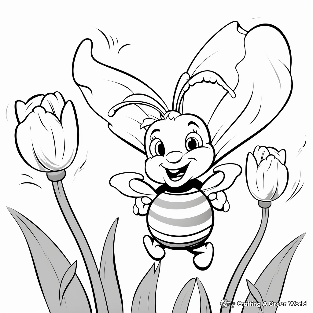 Bee and flower coloring pages