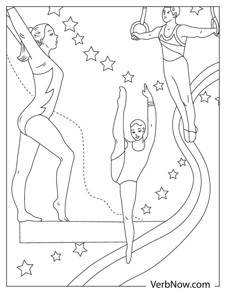 Free gymnastics coloring pages book for download printable pdf